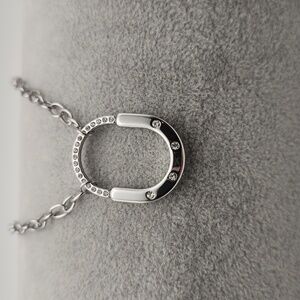 Stainless Steel Padlock Style Fashion Necklace , Simulated Diamond Accents